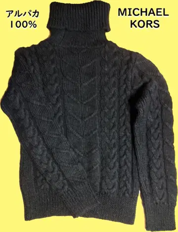 마이클코어스 터틀넥 알파카 100% 블랙 스웨터