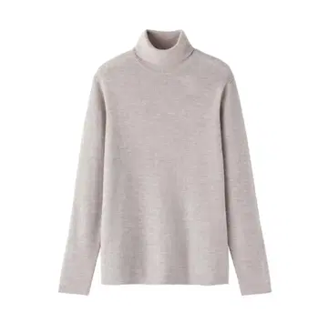 신사 세탁 가능한 울 리브 터틀넥 스웨터 오트밀 S 새상품