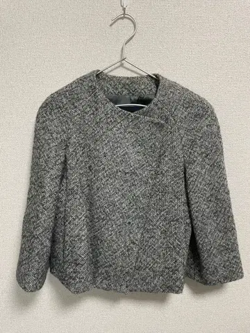 바나나리퍼블릭 숏 기장 자켓 S 트위드 노카라 울 혼방