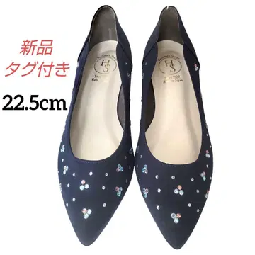 [ 새상품/택 포함 ] 네이비 비즈 장식 스틸레토 펌프스 22.5cm