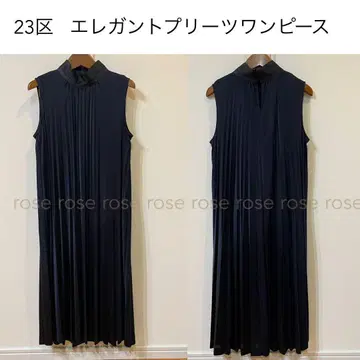 23구 엘레강트 플리츠 원피스 M 사이즈 블랙에 가까운 네이비 컬러