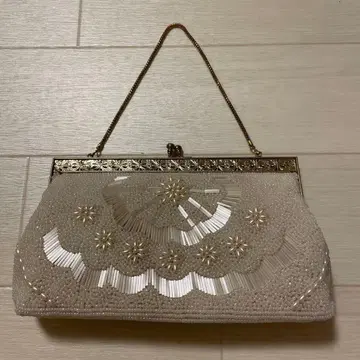 비즈 자수 일본 의류용 백 화이트 크림색 쇼와 레트로