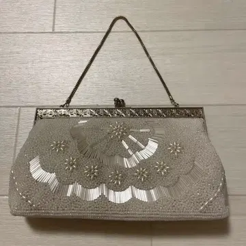 비즈 자수 일본 의류용 백 화이트 크림색 쇼와 레트로