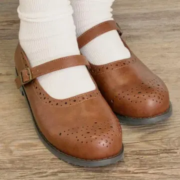 메달리온 원 스트랩 슈즈 카멜 L