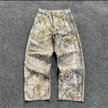 [ 미사용 새상품 ] 멋진 리얼 트리 배기 해외 스트릿 데님 카모 패턴