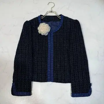 RUIRUE BOUTIQUE 트위드 비즈 노카라 자켓