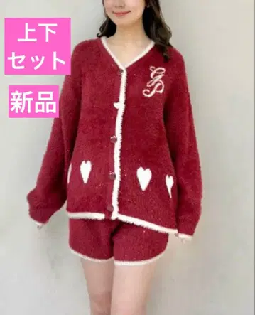 [ 새상품 ] 젤라또피케 라메 페더 가디건 & 숏팬츠 상하의 세트