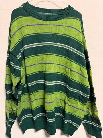 모노마트 그린과 파랑 스트라이프 니트