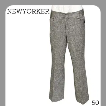 남성용 오피스 캐주얼 그레이 무지 출퇴근 팬츠 울 마크