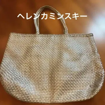 헬렌 카민스키 레어 실버 가죽 뜨개질 토트백