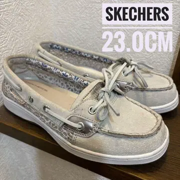 새상품급 SKECHERS 슬립온 가죽 레이스 23.0CM