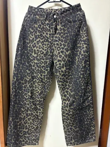 레오파드 무늬 와이드 데님 표범 무늬 y2k