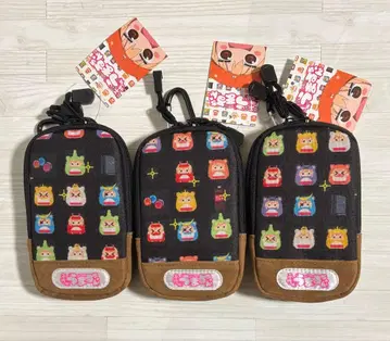 건어물 여동생! 우마루짱 도트 그림 패턴 미니 파우치 블랙 3종