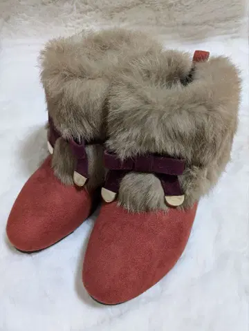 [ 키다리 아저씨 ] 숏부츠 리본 퍼 스웨이드 23.5cm