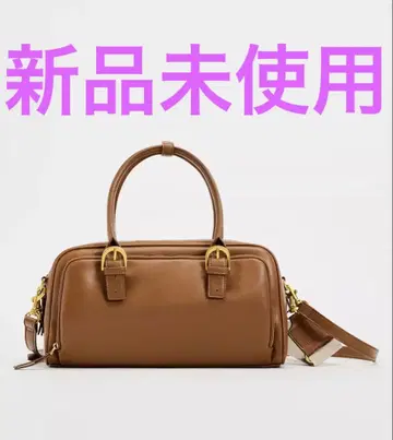 ZARA 브라운 지퍼 보스턴 백