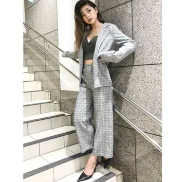 [ 새상품 ] GYDA 체크 와이드 팬츠