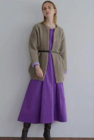 [ 새상품급 ] 라쿤 믹스 W 가디건 바이컬러 베이지 x 라벤더