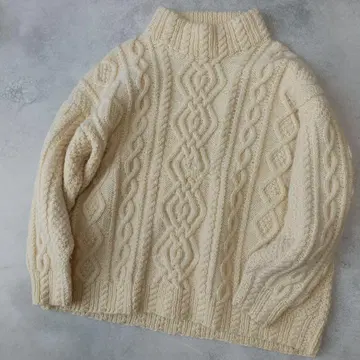 새상품급 빈티지 아란 니트 스코틀랜드제 울 니트 스웨터 두꺼운 원단