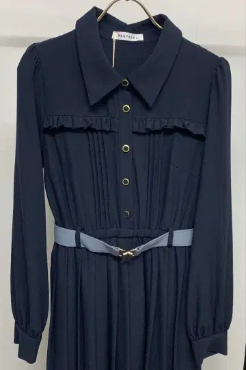 레이디 아젤 플리츠 보타이 셔츠 롱 원피스