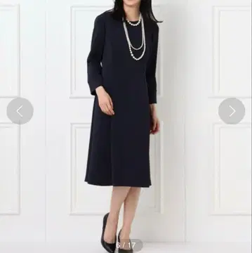 언타이틀 워셔블 소피아 W 크로스 원피스 1 네이비 7부 소매 롱