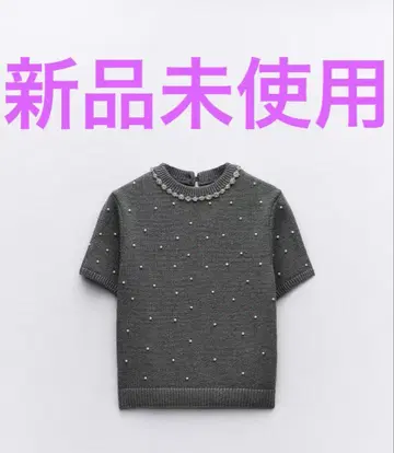 큐빅 & 모조 진주 니트 스웨터