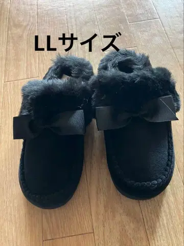 새상품 블랙 퍼 부츠 리본 포함 LL 사이즈