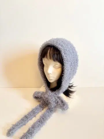 리본 보닛 머플러 포함 니트 모자 핸드메이드 크로셰 뜨개질