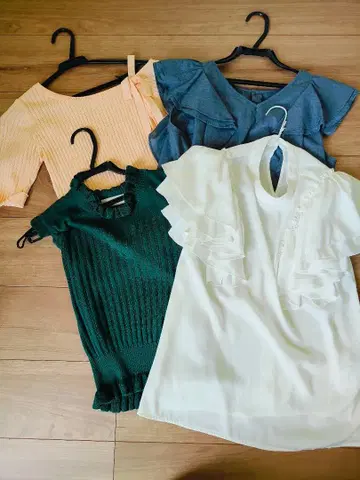 MISCH 화이트 M & 그린 36 상의 세트