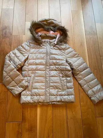 adidas 후드 부착 다운 자켓 베이지