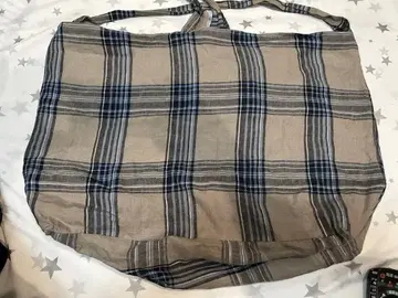 ichiAntiquites LINEN TARTAN CHECK BAG