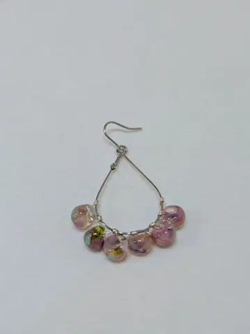 미국제 티어드롭 비즈 파스텔 파라다이스 물방울 실버 컬러 귀걸이