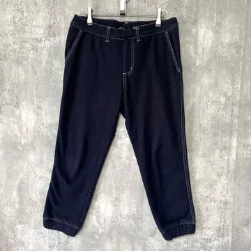 MOCOMOCO 백 넘버 속기모 스티치 데님 허리밴딩