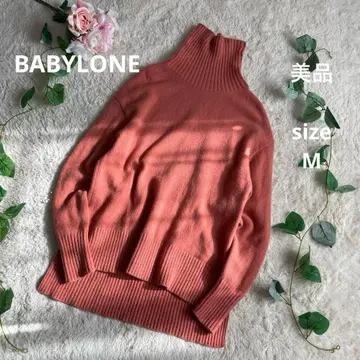 새상품급 BABYLONE 캐시미어 블렌드 터틀넥 니트 살몬 핑크
