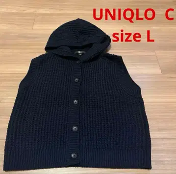 [시착만 한 상품] UNIQLO C 와플 니트 후디드 베스트 네이비 L
