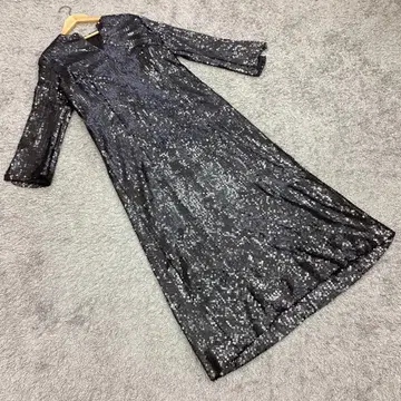 프랑스제 준코 시마다 [ L 상당 ] 총 스팽글 롱 원피스/V넥