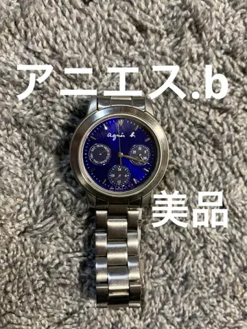 agnis b. 파랑 다이얼 손목시계 쿼츠.
