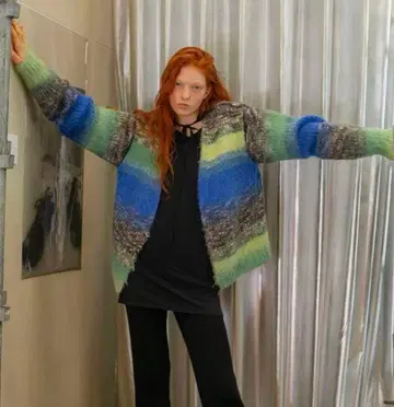 perverze Gradient Stripe Wide Cardigan