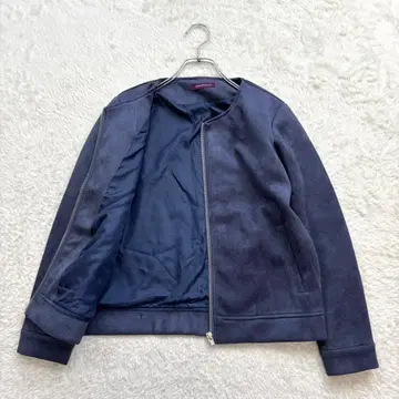 어반 리서치 [ F ] 네이비 노카라 자켓 집업 스웨이드풍