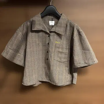 RVCA 체크 무늬 반팔 셔츠 브라운
