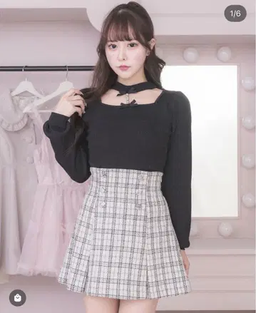 pium 피 비쥬 초커 라메 니트 블랙