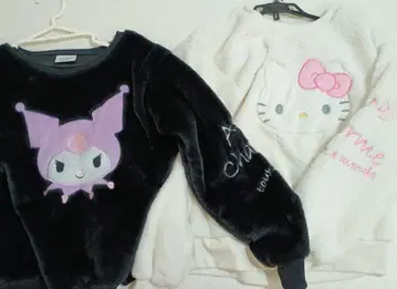 쿠로미 & 키티 퍼 맨투맨 2세트 (블랙 화이트)