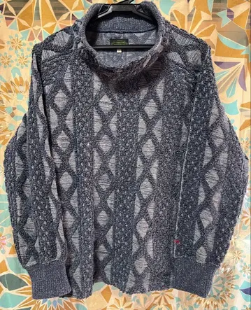 GOHEMP 네이비 케이블 짜임 스타일 터틀넥 아우터 사이즈 2