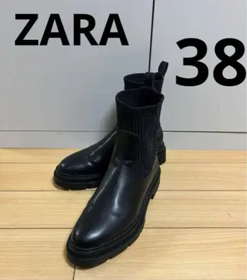 ZARA 트랙 밑창 플랫 숏 삭스 부츠