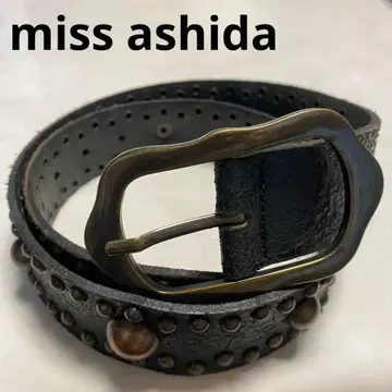 새상품급 miss ashida 이탈리아제 스터드 장식 블랙 가죽 벨트