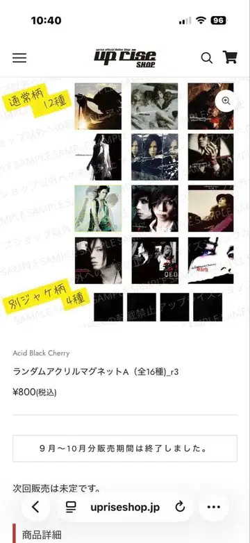새상품 Acid Black Cherry 랜덤 아크릴 마그넷 세트 A