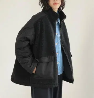 LEPSIM 스탠드 보아 퀼트 자켓