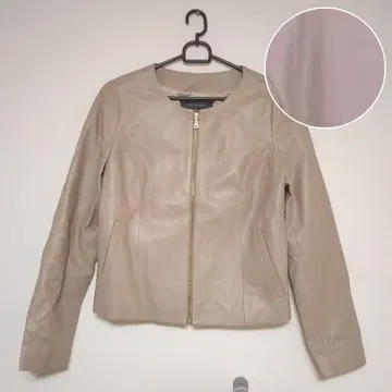 sophila 노카라 가죽 자켓 핑크 베이지 램 가죽