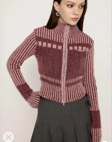 SHAGGY MIX ZIP UP KNIT 상의