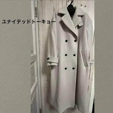 유나이티드 도쿄 라이트 베이지 더블 브레스트 롱 코트
