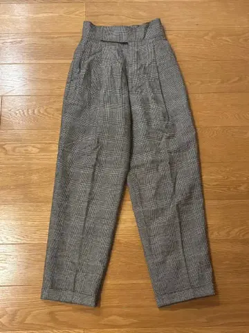 uncrave 체크 무늬 하이웨스트 캐주얼 팬츠